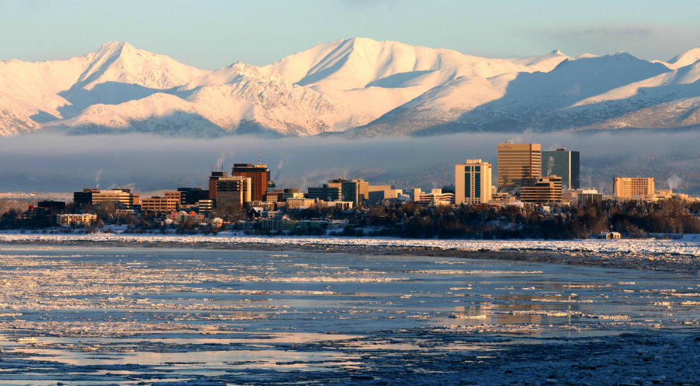 This view of Anchorage from Earthquake Park gives a feel of the  picturesque surroundings you will have at your disposal when staying at Lakeshore Inn and Suites, minutes from Prince Williams Sound.